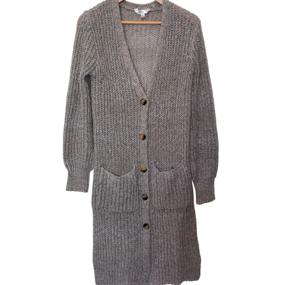 No Boundaries Khaki Long Knit Cardigan, Women's Size L (11-13)